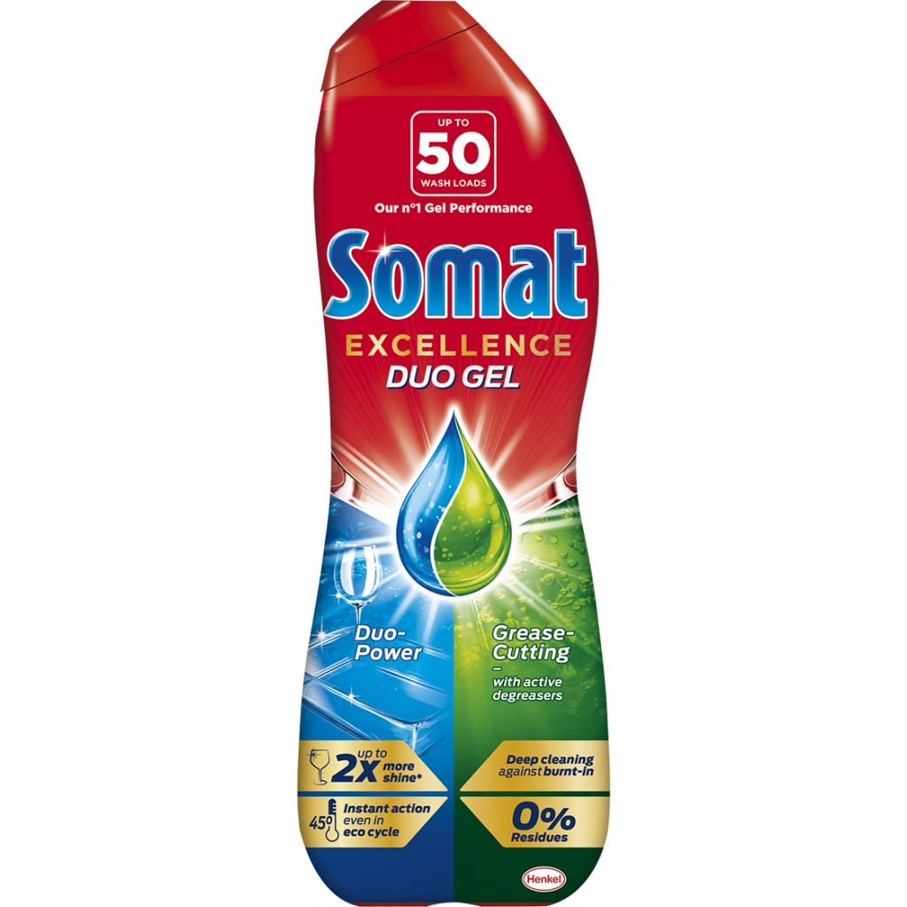 Гель для миття посуду в посудомийці Somat Excellence Duo Gel Антижир 900 мл (9000101505702) - зображення 1