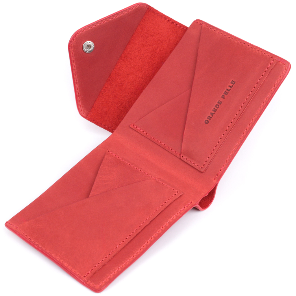 Гаманець Grande Pelle З матової натуральної шкіри Червоний (16804) - зображення 4