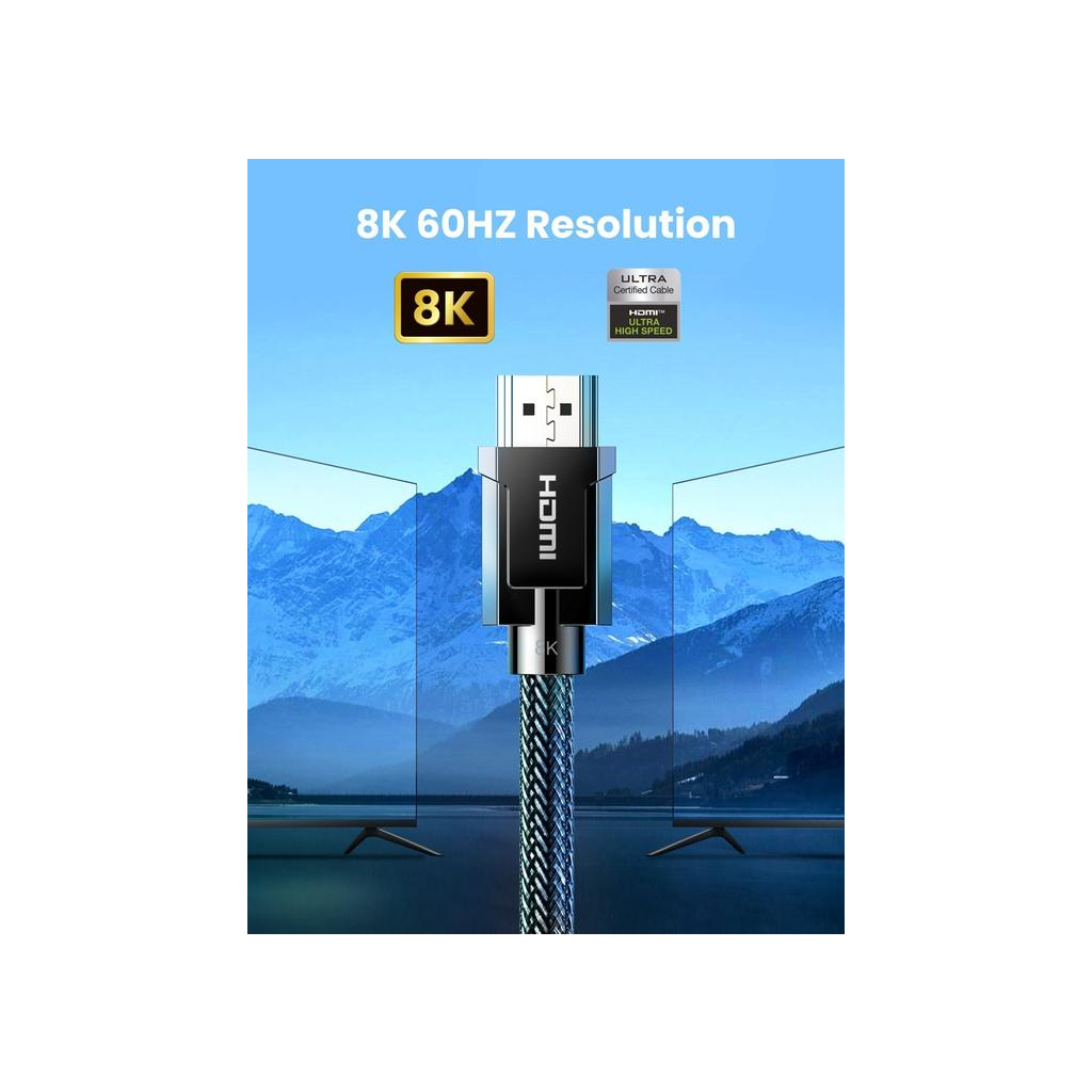 Кабель мультимедійний HDMI to HDMI 1.0m 8K Round with Braided HD135 (Gray) Ugreen (70319) - зображення 2