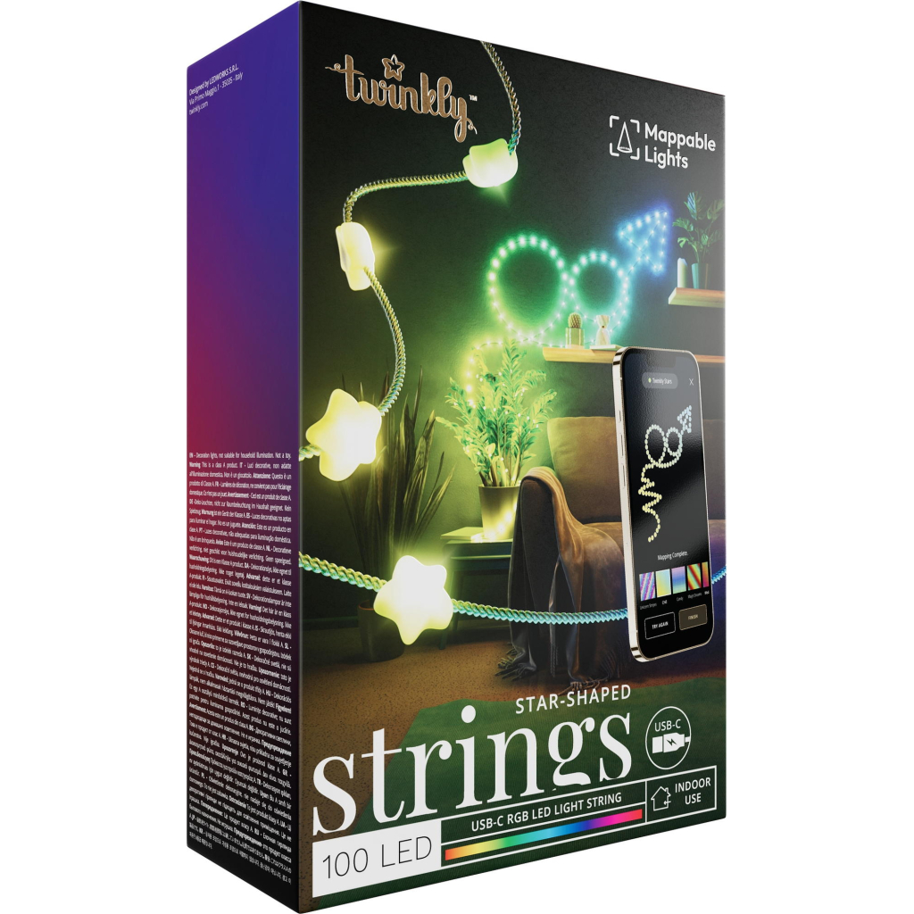 Гірлянда Twinkly Smart LED Strings USB 100 Star-shaped RGB LEDs, Clear Wire, USB-C 6м (TWKS100RGB-T) - зображення 8