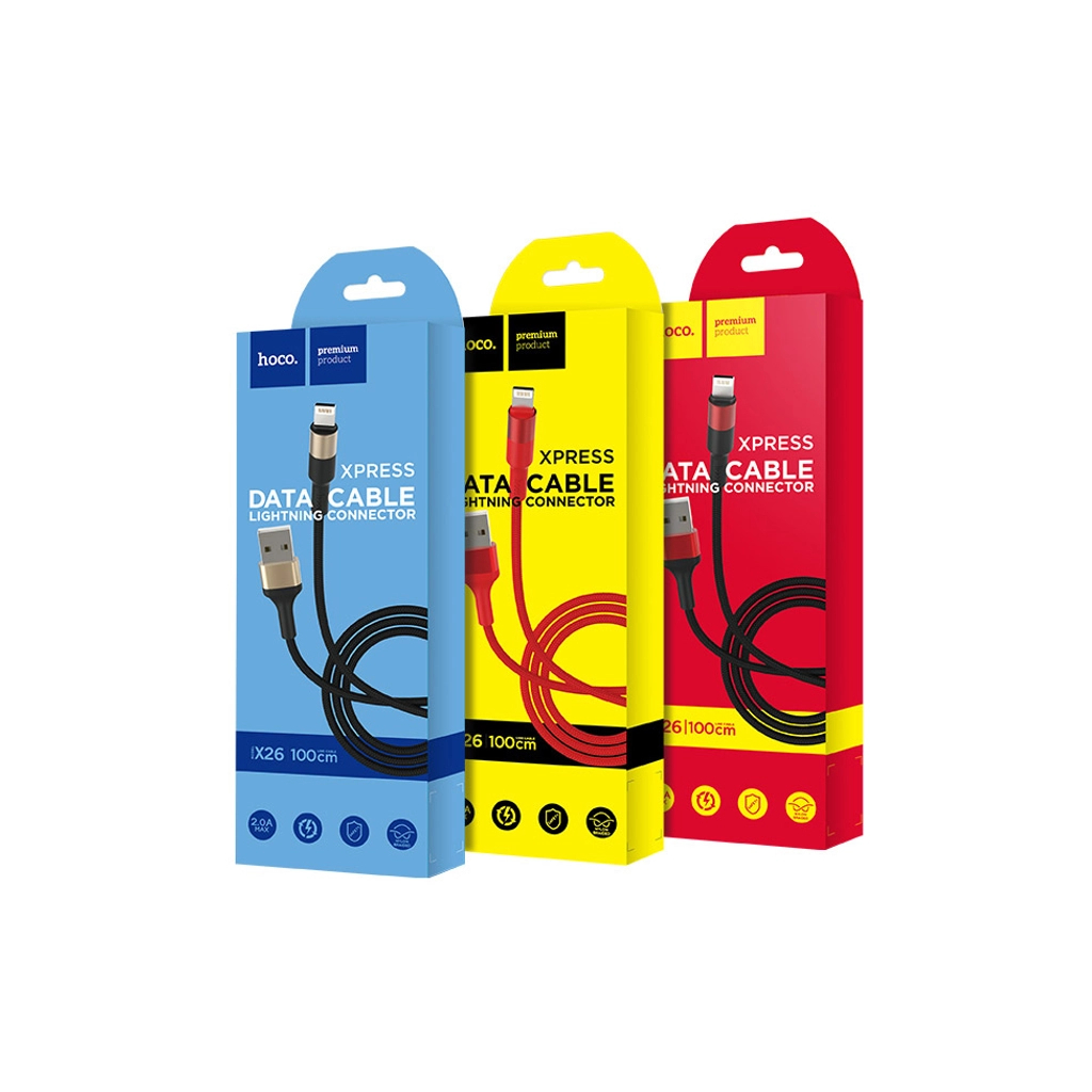 Дата кабель USB 2.0 AM to Lightning 1.0m 2A 18W nylon black+red HOCO (6957531080190) - зображення 4