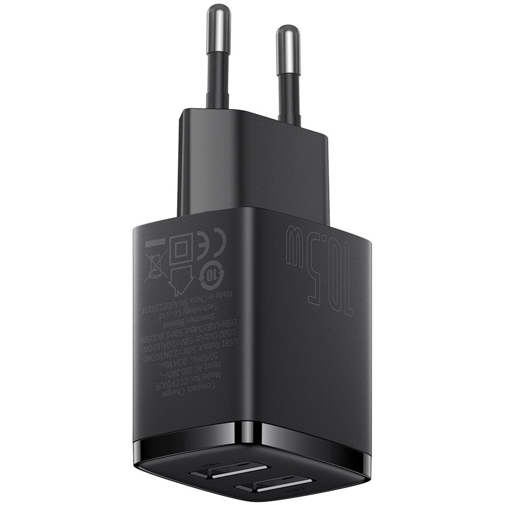 Зарядний пристрій Baseus Compact Charger 2U Black (CCXJ010201) - зображення 4