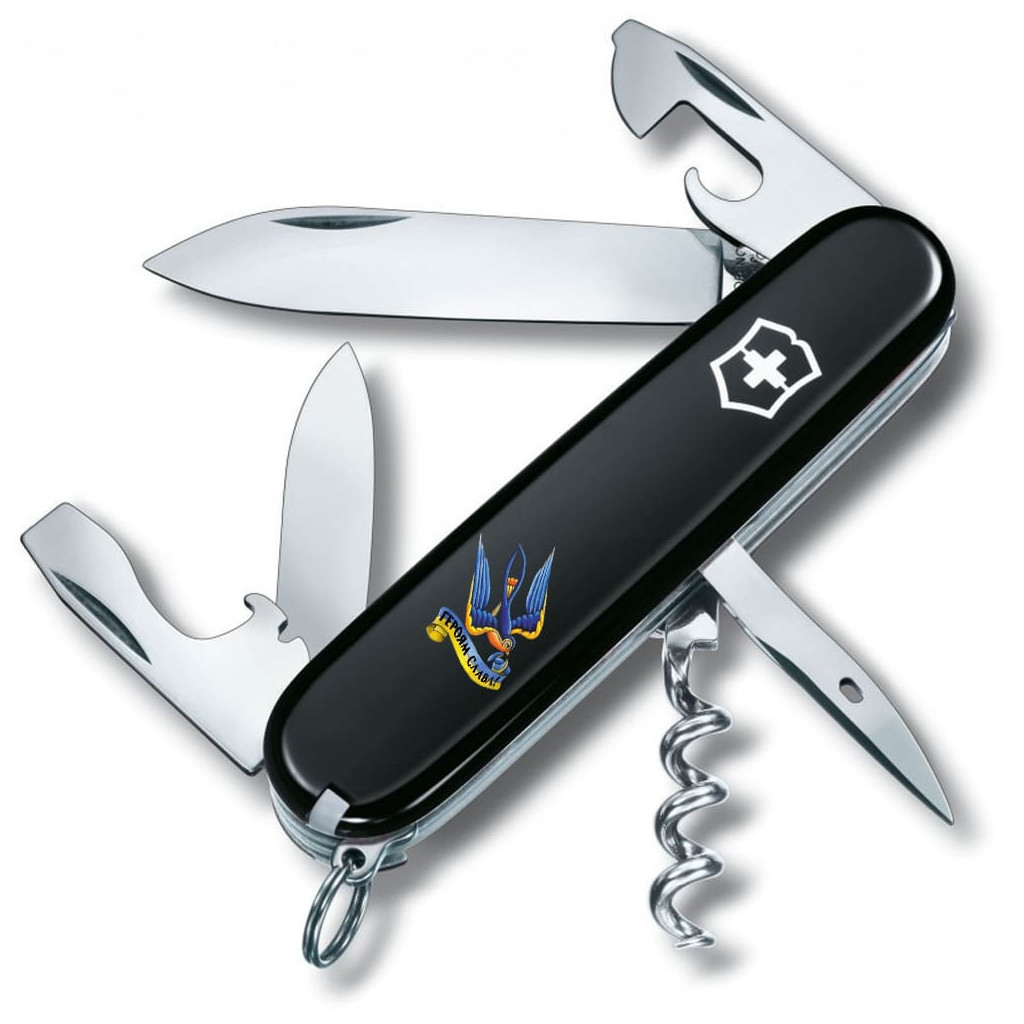 Ніж Victorinox Spartan Ukraine 91 мм Чорний Тризуб-Ластівка + Слава Україні (1.3603.3_T1220u) - зображення 1