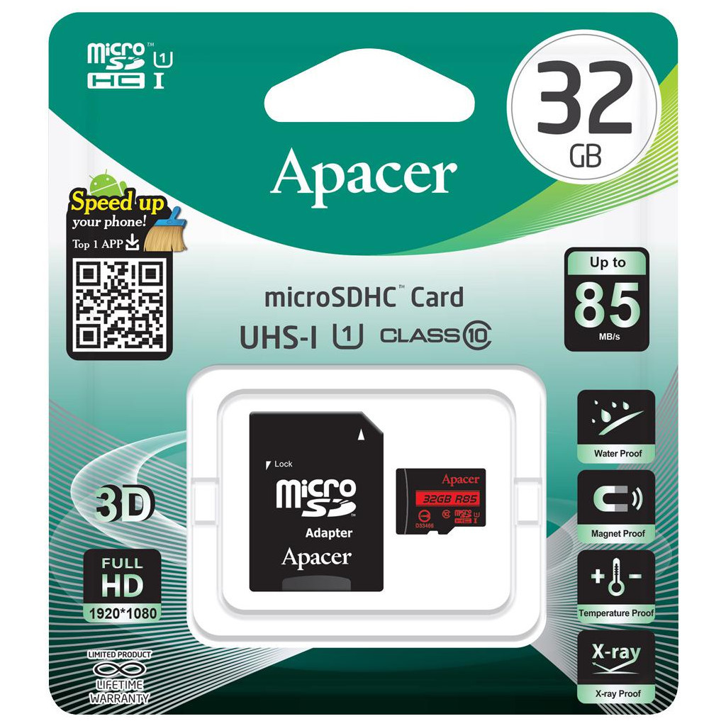 Карта пам'яті Apacer 32GB microSDHC class 10 UHS-I U1 (R85 MB/s) (AP32GMCSH10U5-R) - зображення 3