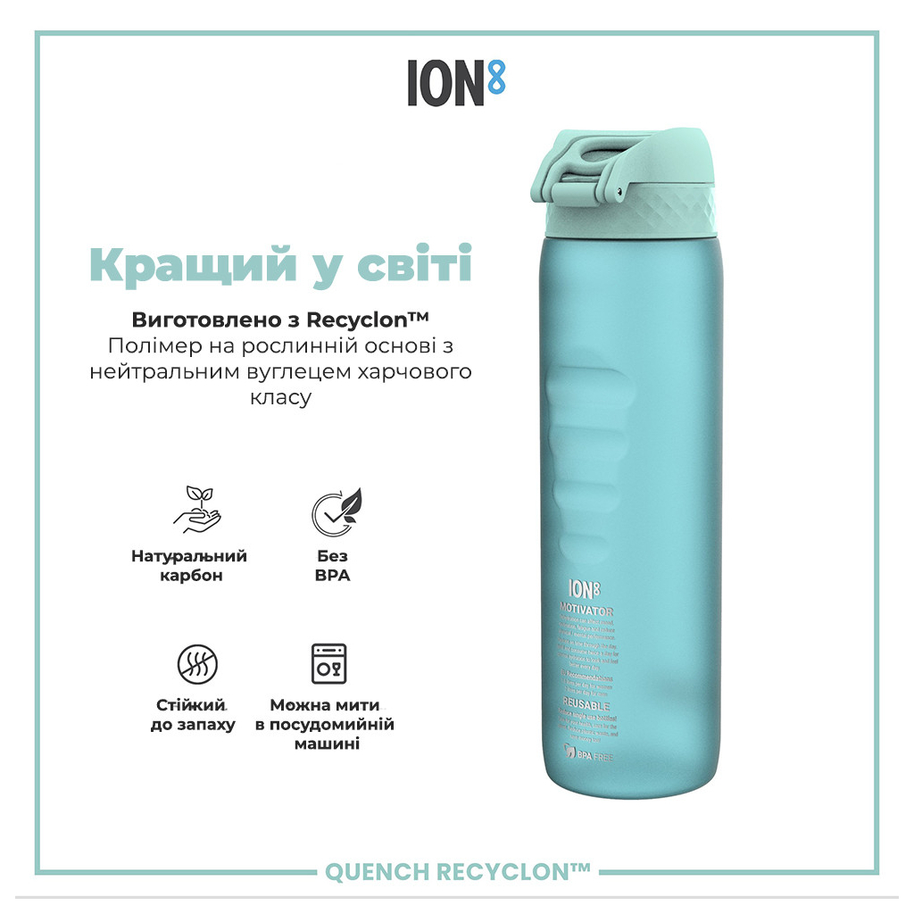 Пляшка для води ION8 OneTouch Times To Drink 1000 мл BPA Free, Sonic Blue (I8RF1000PBMOT2) - зображення 6