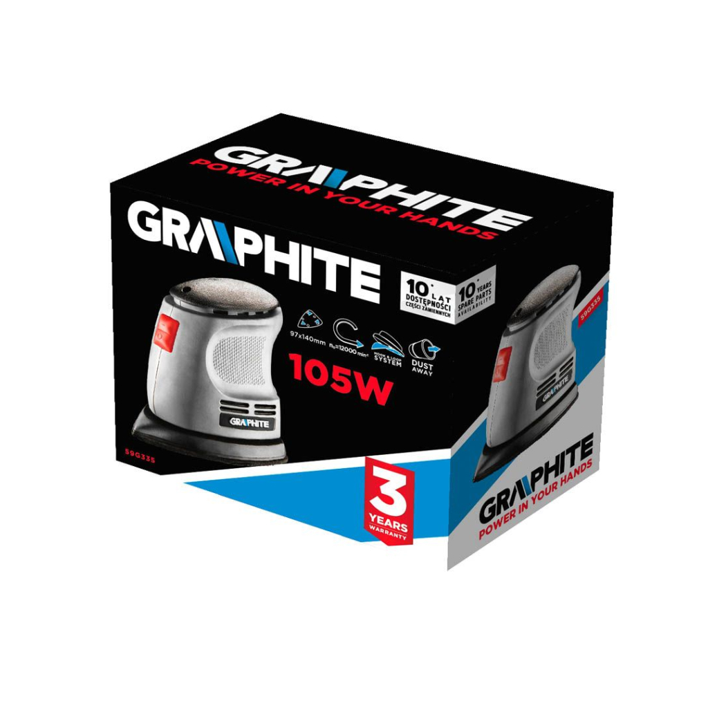 Шліфувальна машина Graphite вібраційна Delta 105W, 140х140х97, 24000кол/хв (59G335) - зображення 9