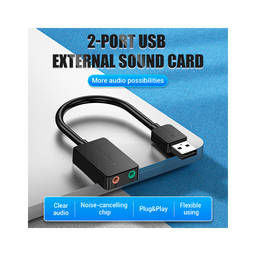 Звукова плата Vention Audio USB 2х3,5 мм jack 0.15m (CDYB0) - зображення 2
