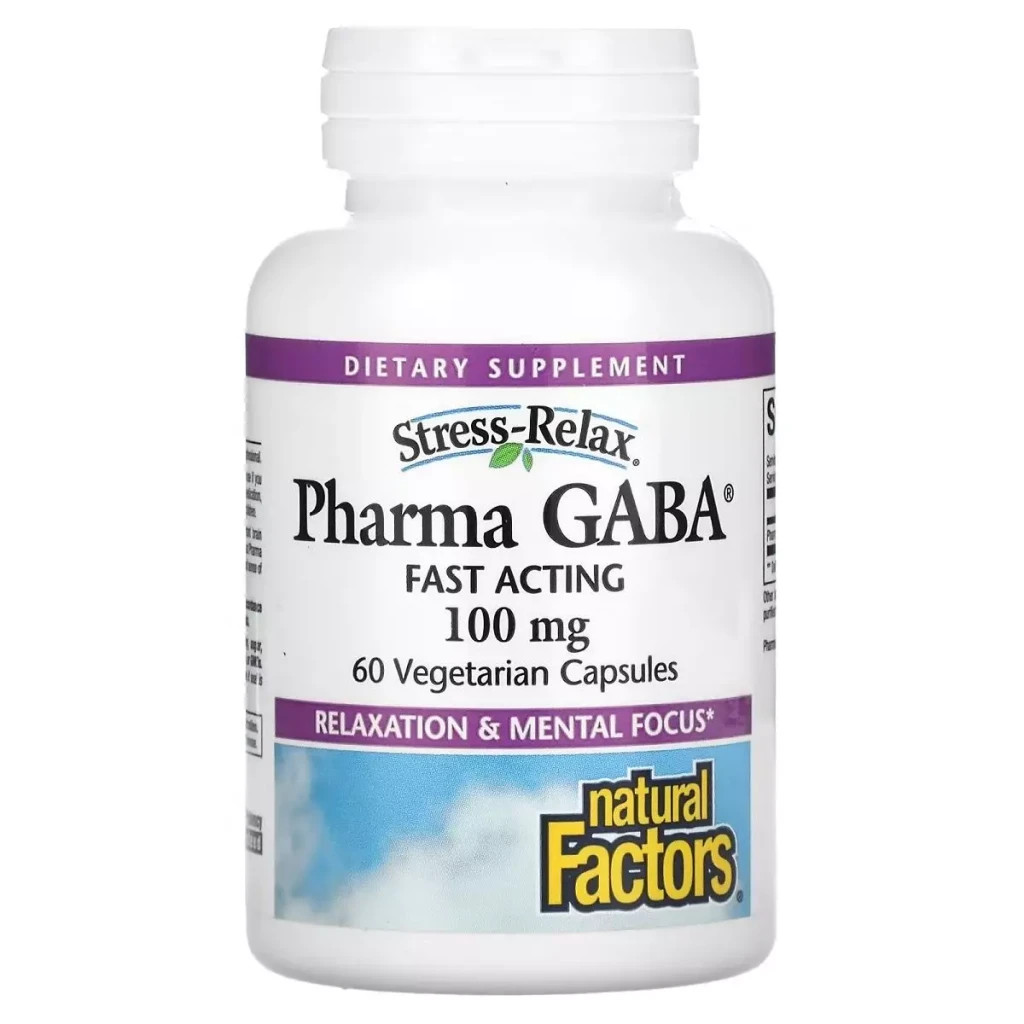 Амінокислота Natural Factors GABA (Гамма-Аміномасляна кислота), 100 мг, Stress Relax, Pharma GABA (NFS-02836) - зображення 1