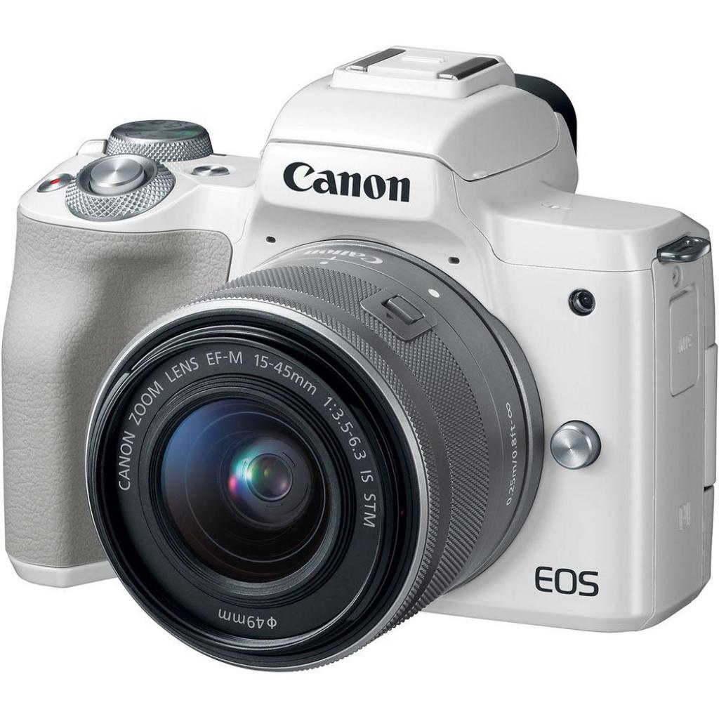 Цифровий фотоапарат Canon EOS M50 15-45 IS STM Kit White (2681C057) - зображення 1