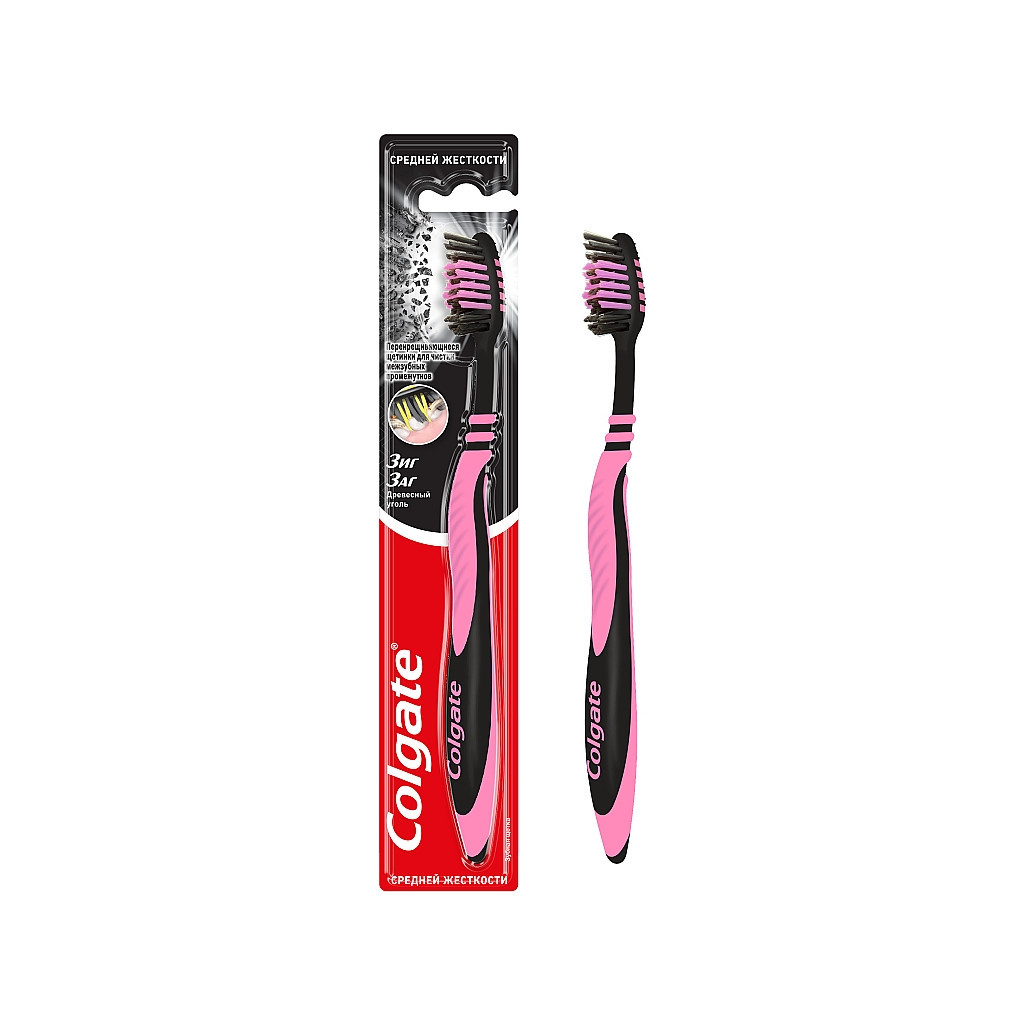 Зубна щітка Colgate Зіг Заг Деревне вугілля Рожева (2170000000121) - зображення 2