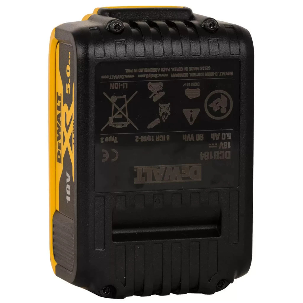 Акумулятор до електроінструменту DeWALT 18 В XR Li-lon 5Ah, 2 шт., 1.3 кг (DCB184P2) - изображение 6