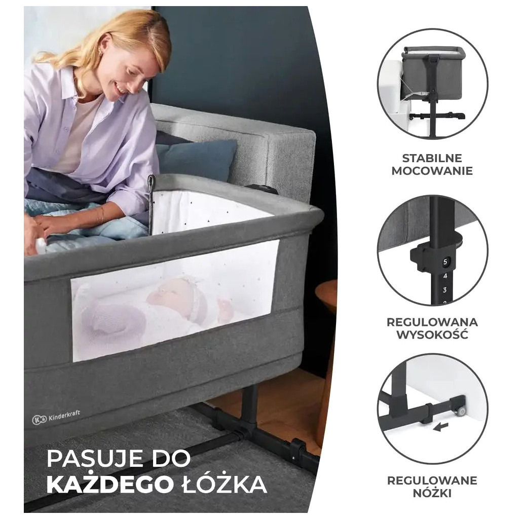 Ліжечко Kinderkraft Приставне ліжечко-люлька Neste Grow Beige (5902533923014) - зображення 5