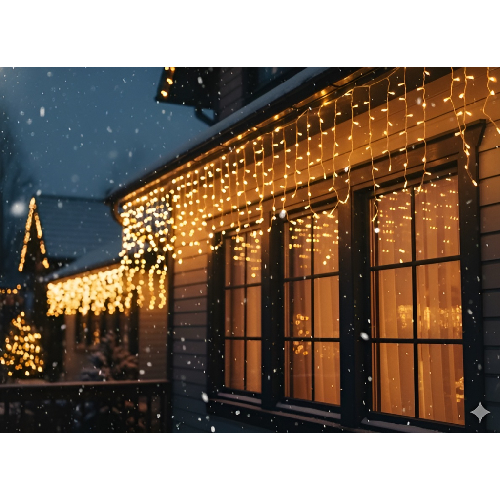 Гірлянда Chomik Бахрома 300 LED 12 м, теплий білий, IP44, від мережі (5900779879843) - зображення 3