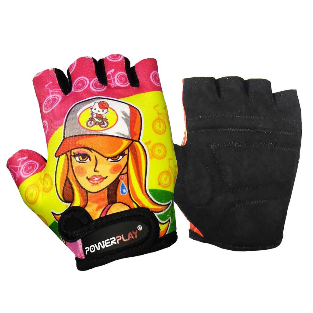 Велорукавиці PowerPlay Children 5473 Barbie Yellow/Pink XS (5473Barbie_XS_Yellow) - зображення 1
