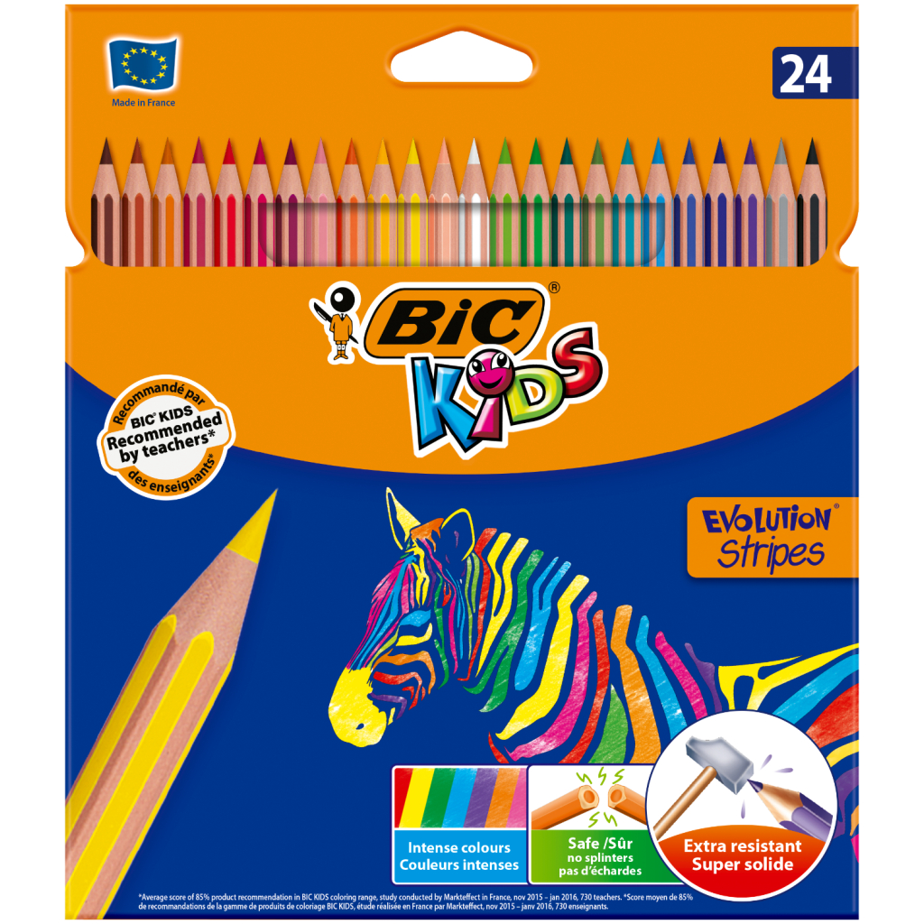 Олівці кольорові Bic Evolution Stripes 24 шт (bc950525) - зображення 1
