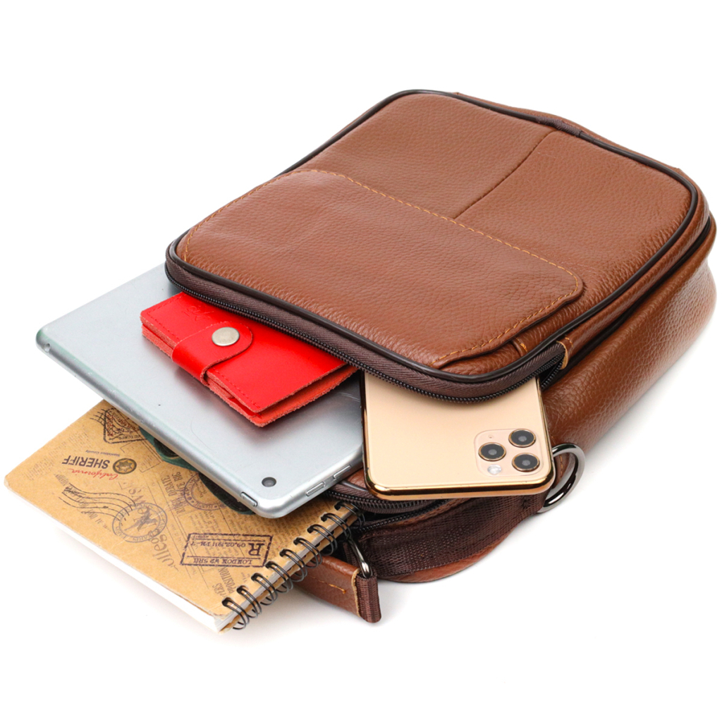 Сумка Vintage Месенджер з натуральної шкіри Світло-коричнева (21951) - зображення 8