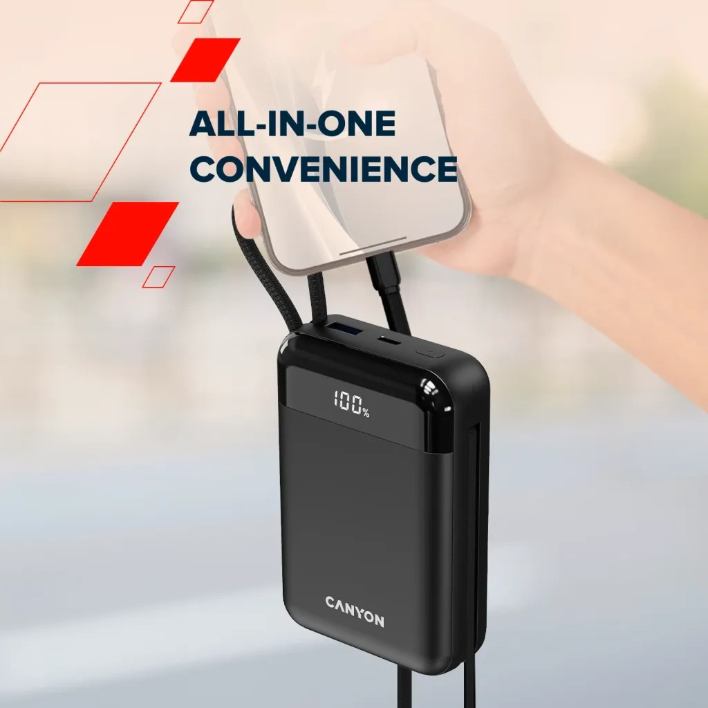 Батарея універсальна Canyon 20000mAh OnPower 204 PD/20W Built-in Lightning Cable (CNS-CPB204B) - изображение 12