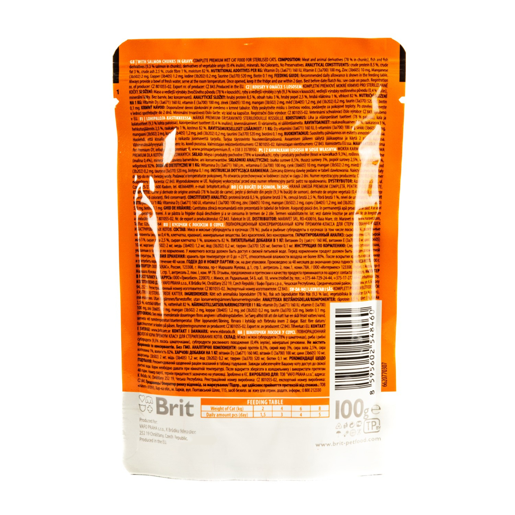 Вологий корм для кішок Brit Premium з лососем для стерилізованих 100 г (8595602548460) - зображення 5
