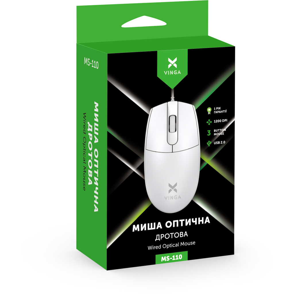 Мишка Vinga MS-110 White - зображення 2