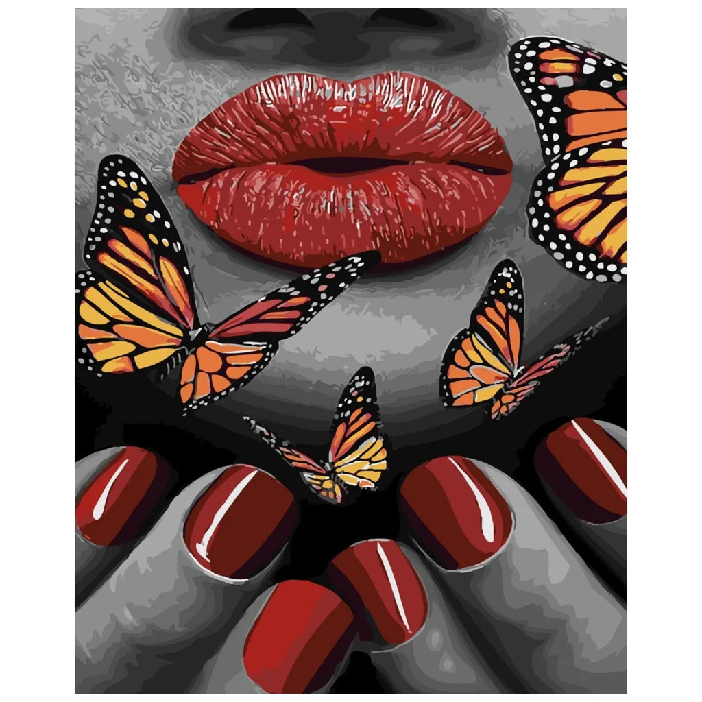 Картина по номерам Strateg Поцілунок метелика 40х50 см (SY6201) - зображення 1