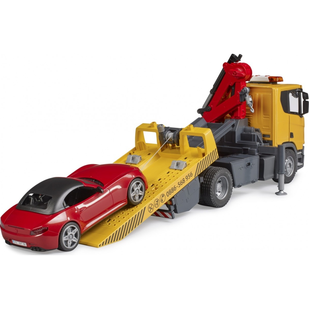 Спецтехніка Bruder Евакуатор Scania Super 560R з краном-маніпулятором та автомобіль Roadster (03552) - зображення 8