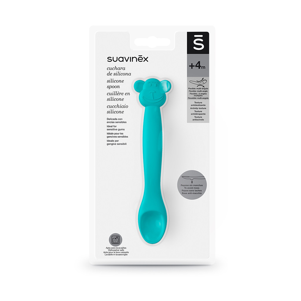 Набір дитячого посуду Suavinex Ложка силіконова, зелена мавпа (401354) - picture 3