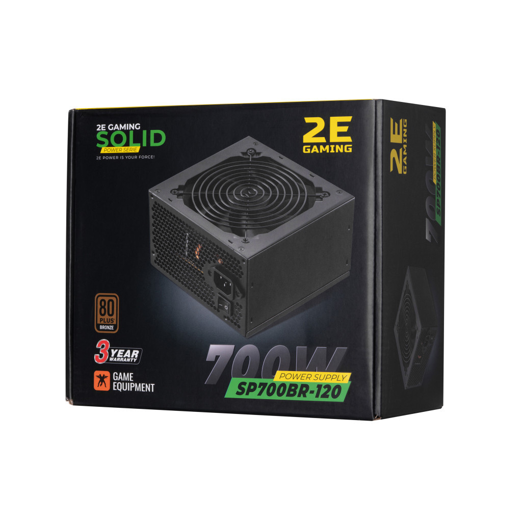 Блок живлення 2E GAMING SOLID POWER (700W), >85, 80+ Bronze, 120mm, 1xMB 24pin(20+4), 1xCPU 8pin(4+4), 3xMolex, (2E-SP700BR-120) - зображення 10