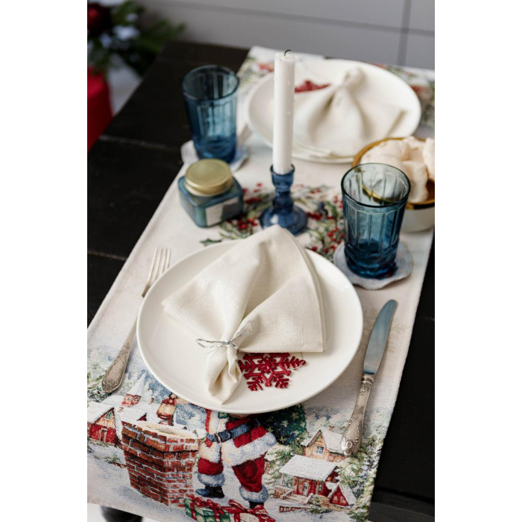 Доріжка на стіл Прованс гобеленова з велюром Снігова зима 35х100 см (036438) - изображение 5