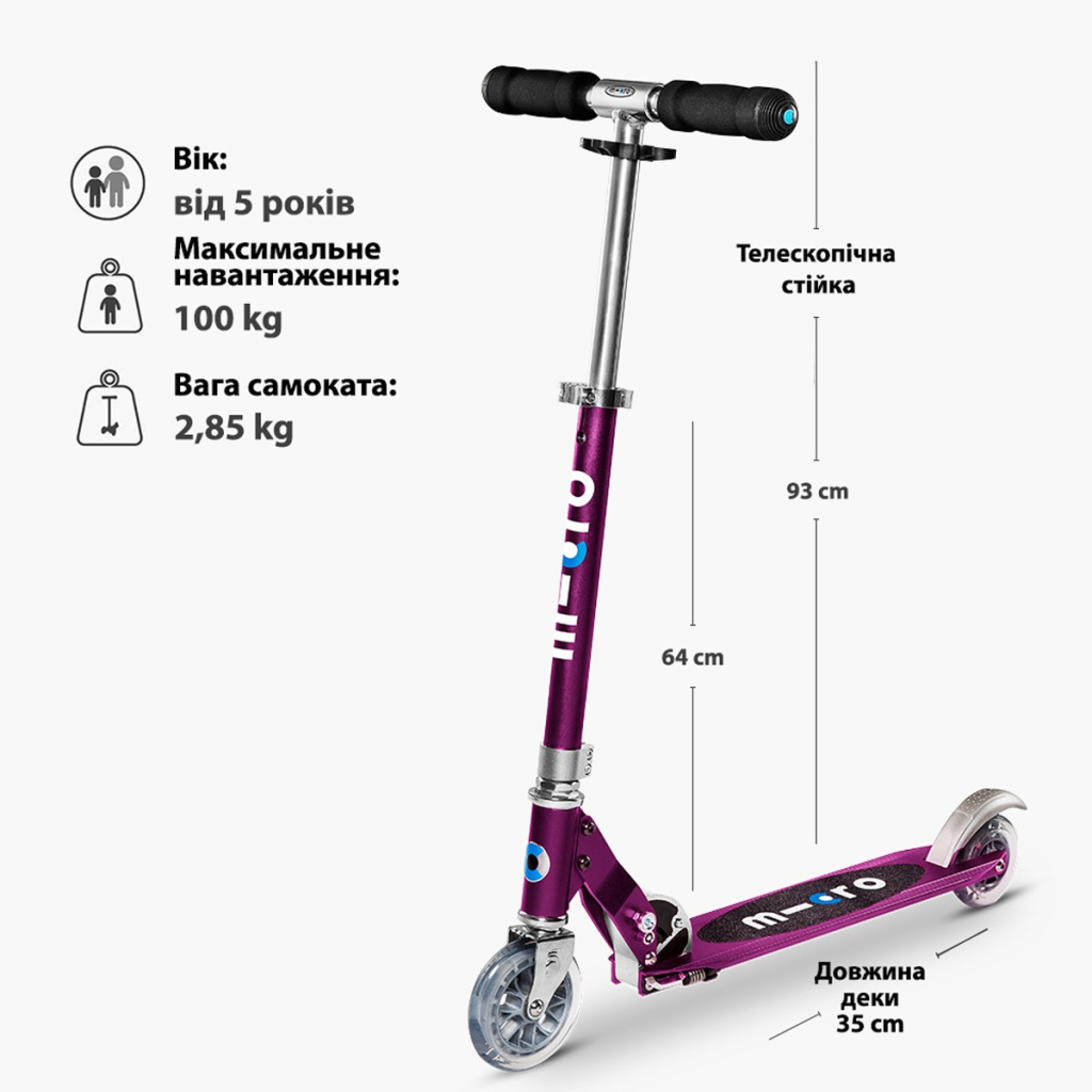 Самокат Micro Sprite Пурпуровий металік (SA0132) - зображення 5