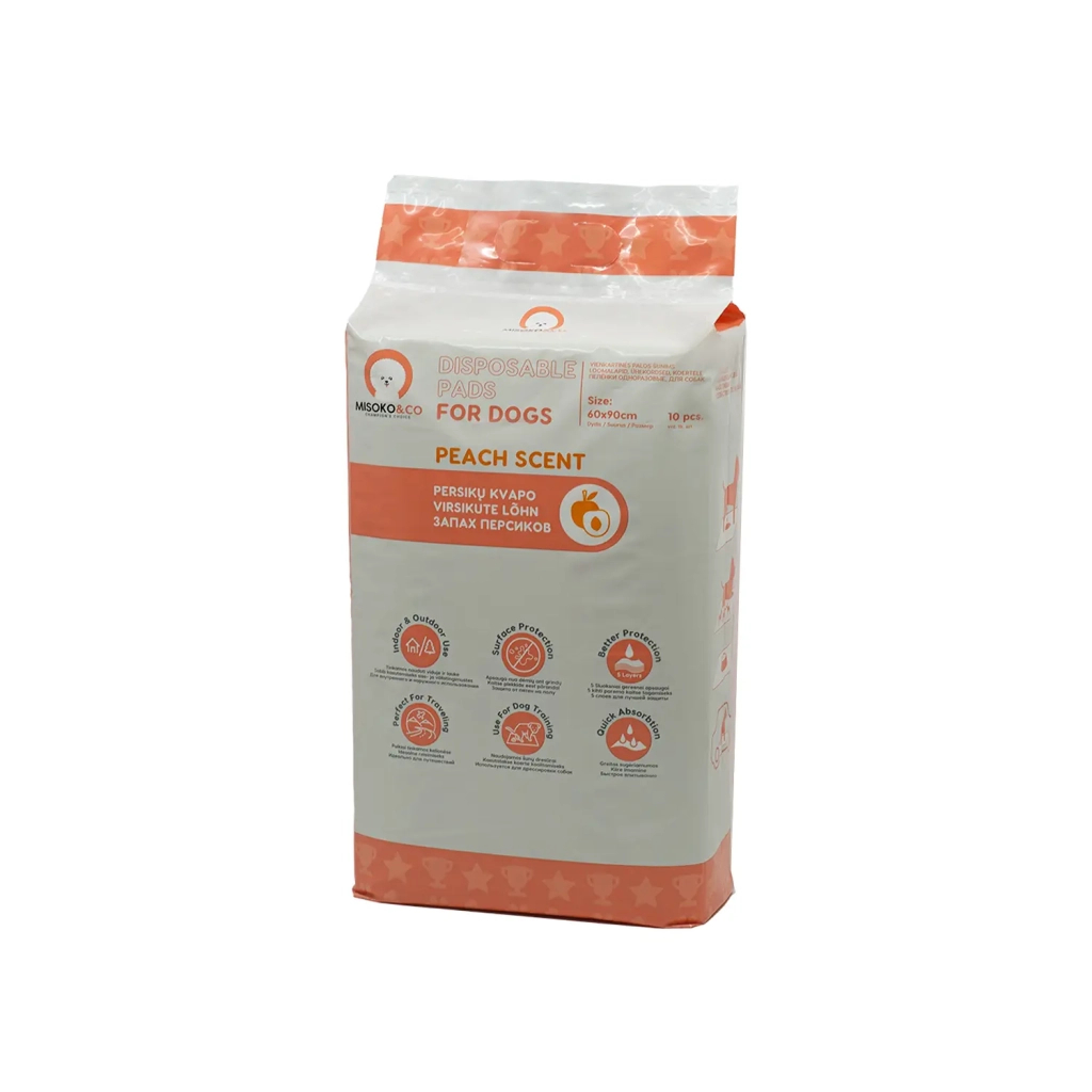 Пелюшки для собак MISOKO&CO з ароматом персика 60х90 см 10 шт (SHAMSK63056) - изображение 2