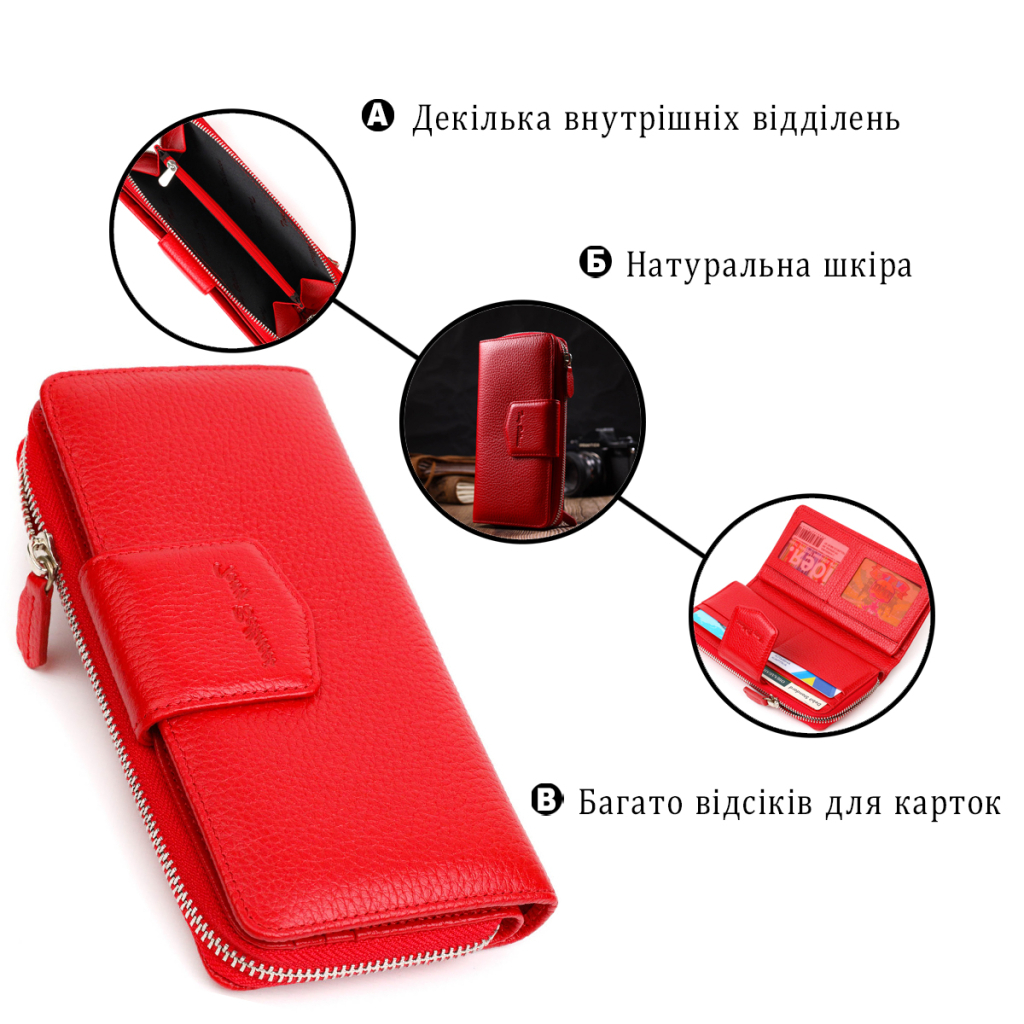 Гаманець Tony Bellucci З блоком для карт та документів з натуральної шкіри Червоний (21956) - зображення 4