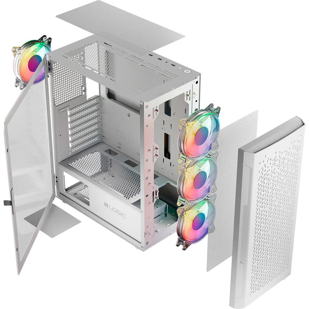 Корпус Logic concept ARAMIS MESH+GLASS ARGB fans 4x120mm WHITE (AT-ARAMIS-20-0000000-0002) - зображення 11