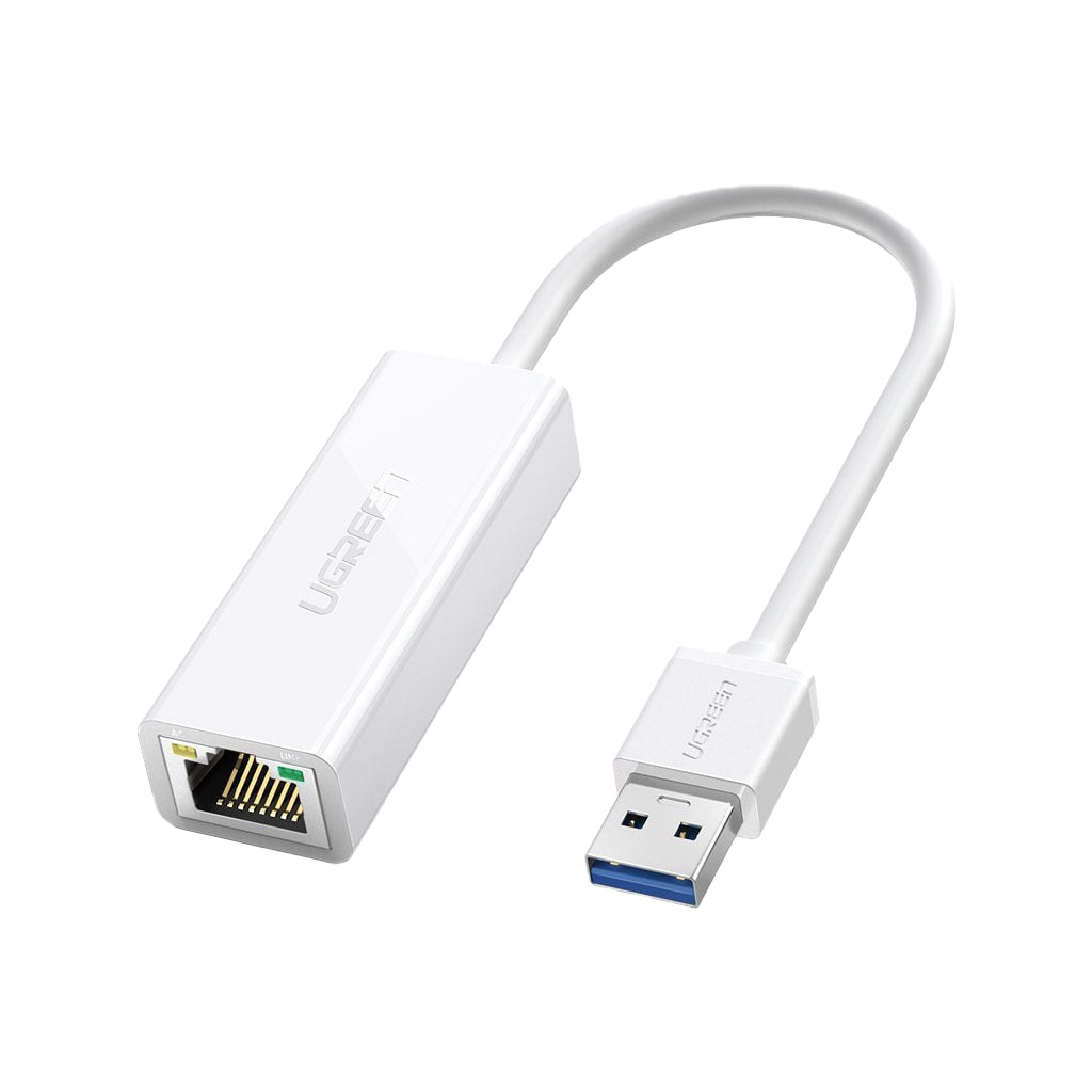 Перехідник USB 3.0 AM to RJ45 Ethernet 1000Mbps CR111 White Ugreen (20255) - зображення 1