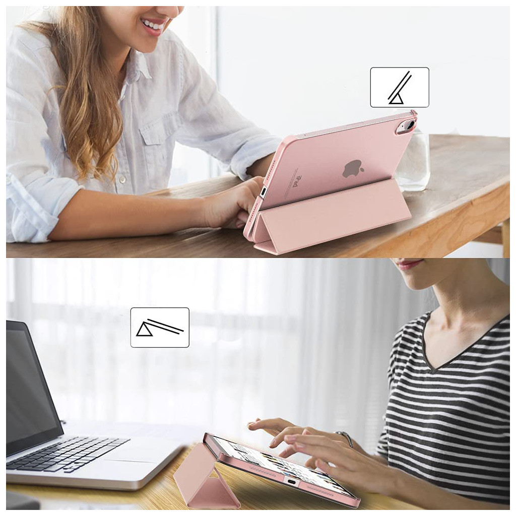 Чохол до планшета BeCover Tri Fold Hard Apple iPad Air 4 10.9 2020/2021 Pink (709660) - зображення 8