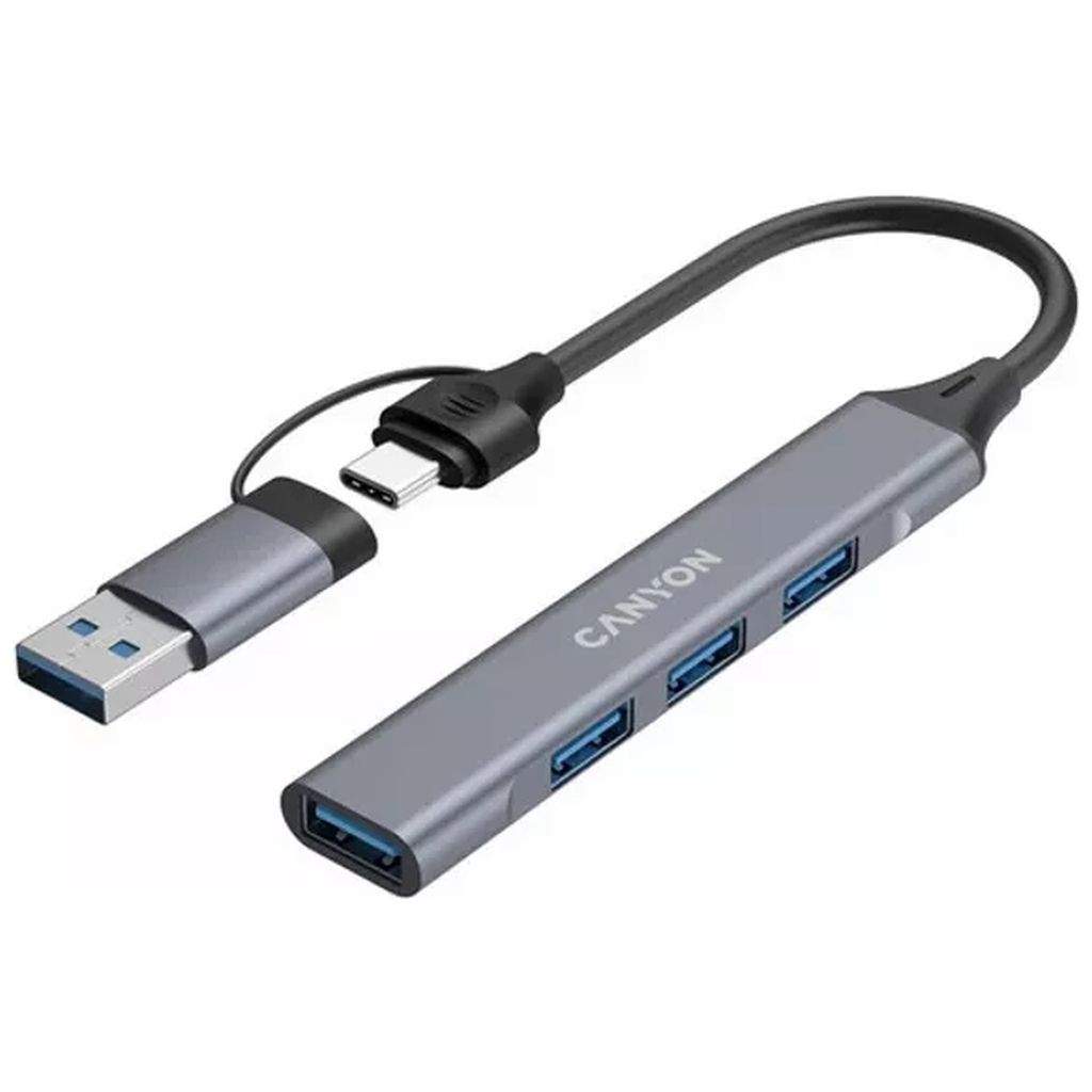 Концентратор Canyon hub DS-02 4in1 USB-A/C Grey (CNS-TDS02G) - зображення 4