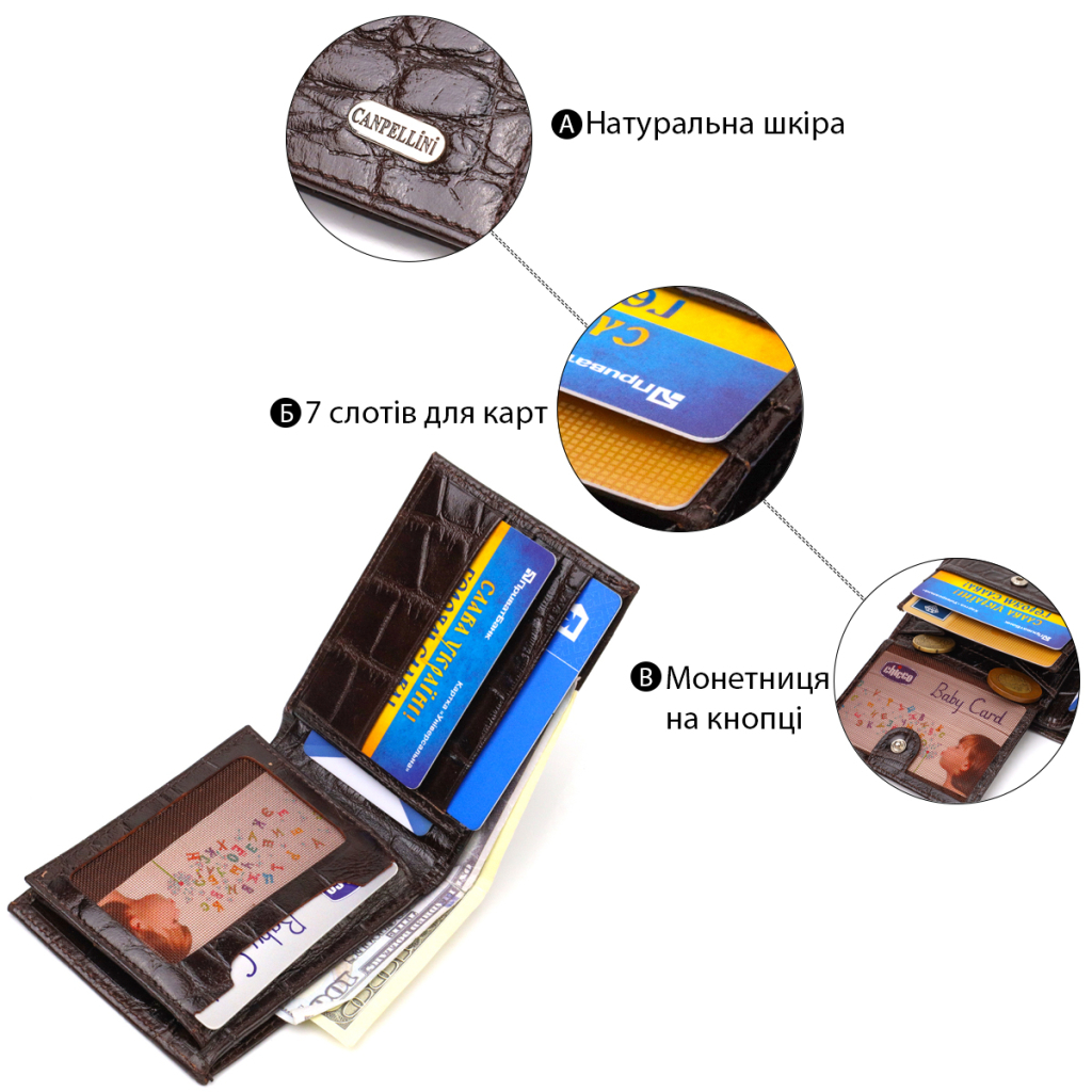 Гаманець Canpellini З натуральної шкіри Коричневий (21943) - зображення 4