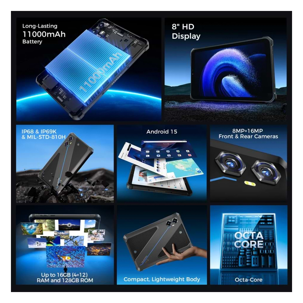 Планшет OUKITEL RT3 plus 8" 4/128GB/ NFC / LTE Black-Blue (6941749808530) - зображення 3