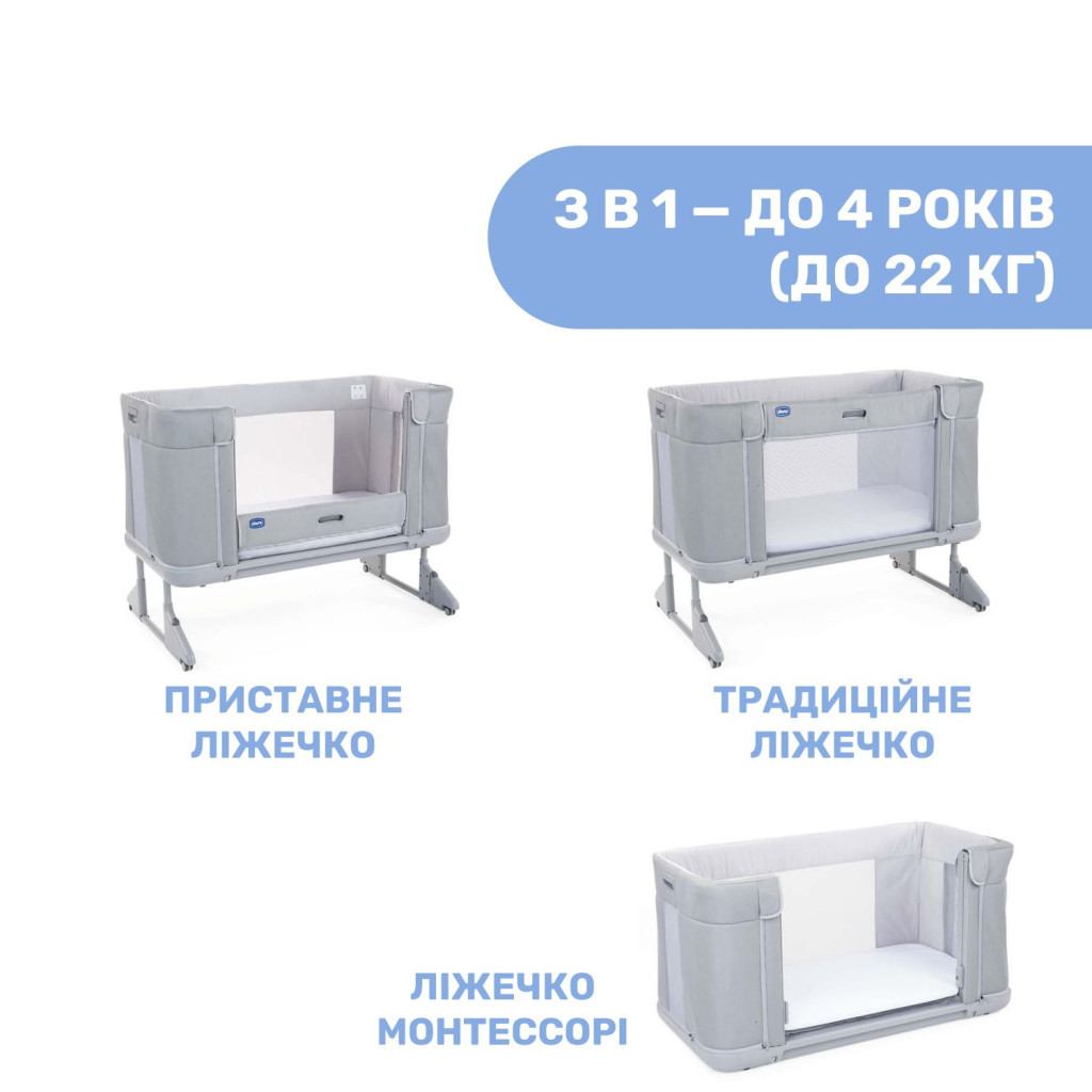 Ліжечко Chicco Next2Me Forever 3 в 1 Сіре (79650.61) - изображение 2