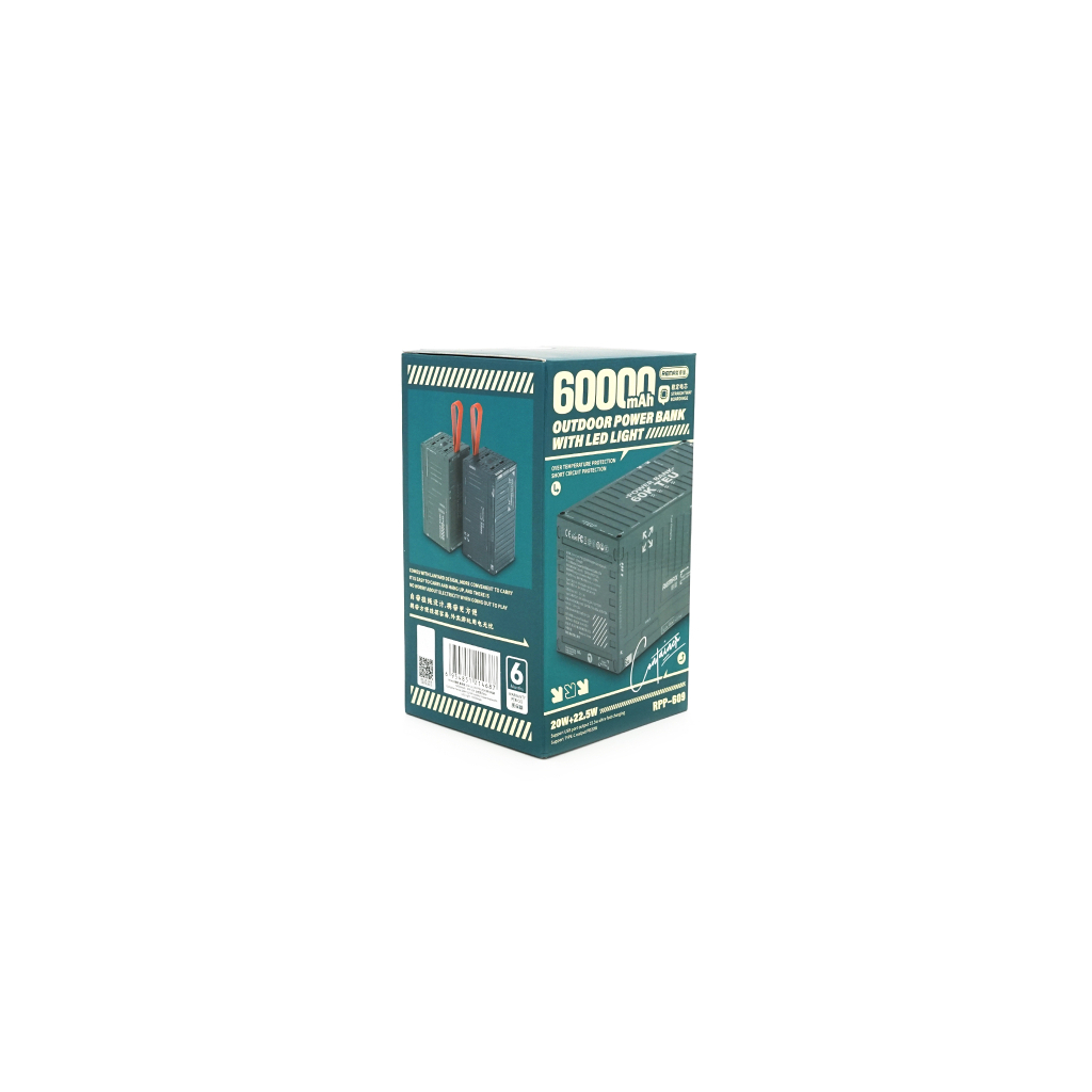 Батарея універсальна Remax 60000mAh, PD/20W, QC/22.5W, Gray (RPP-609G) - зображення 4