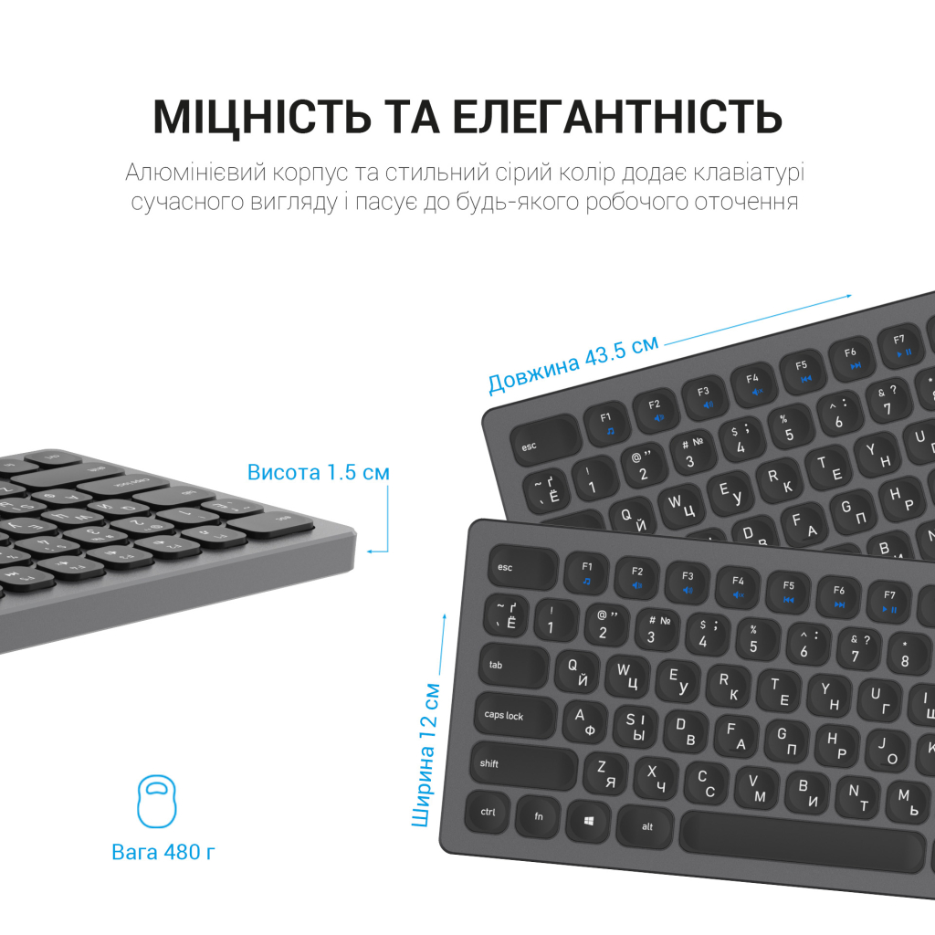 Клавіатура OfficePro SK1550 Wireless Black (SK1550B) - зображення 6