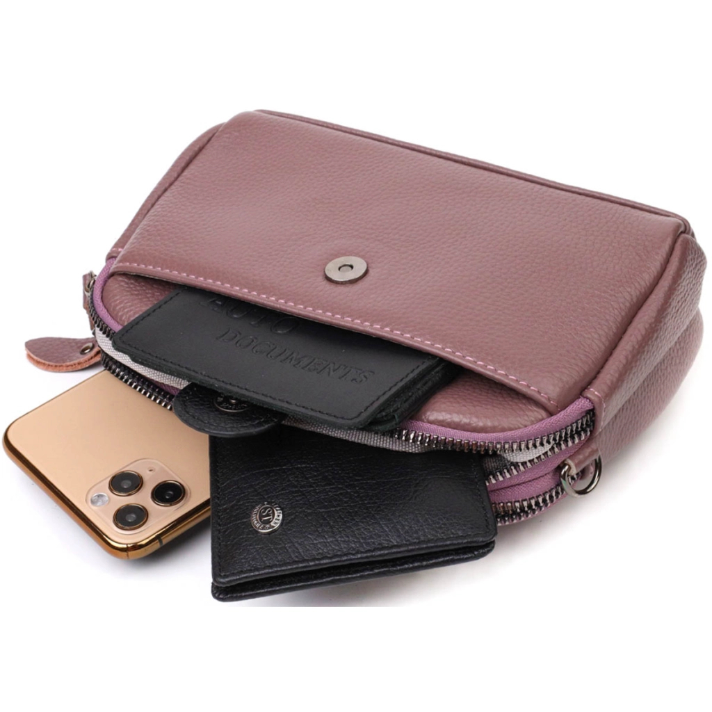 Сумка Vintage З натуральної шкіри Пудрова (22126) - зображення 8