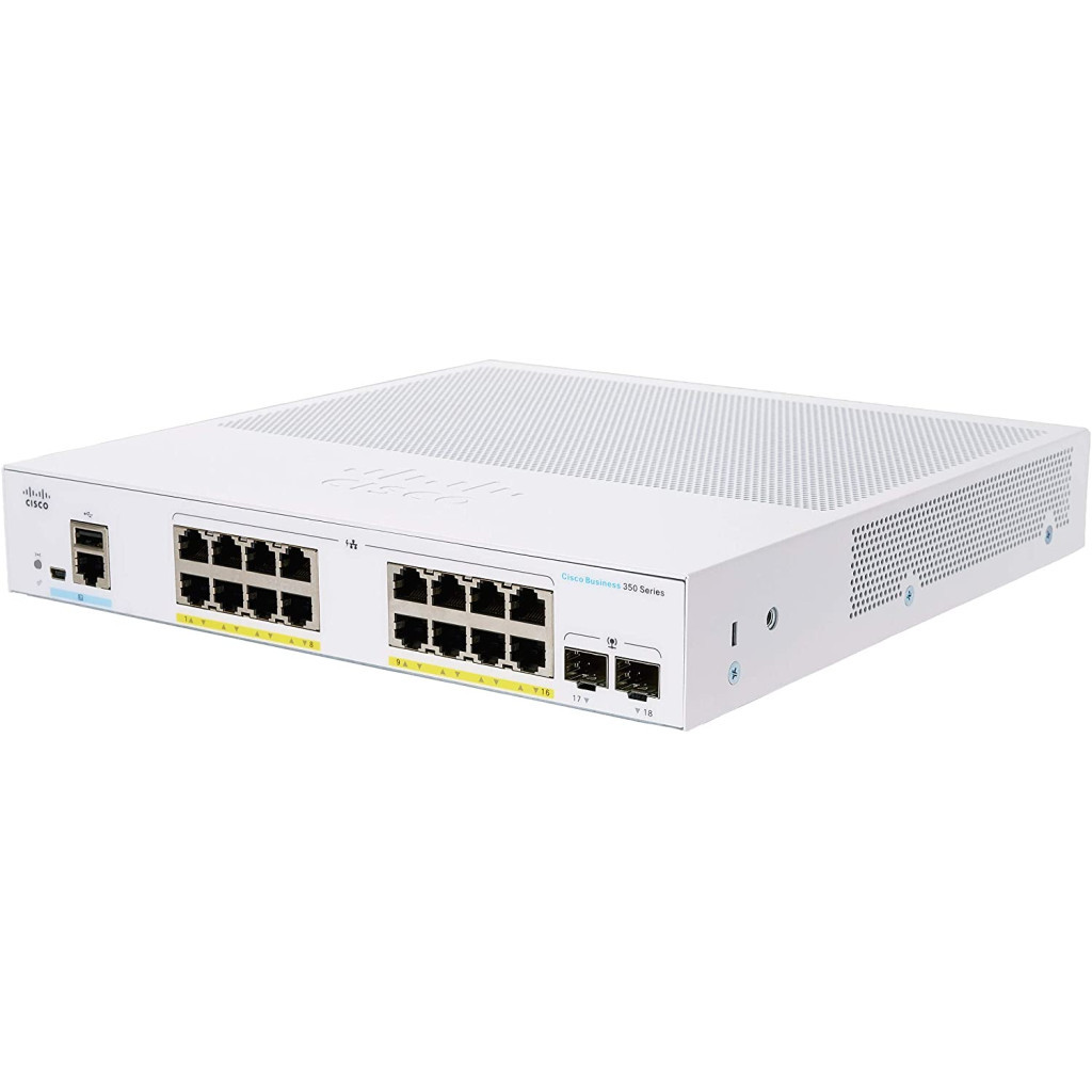 Комутатор мережевий Cisco CBS350 Managed 16-port GE, PoE, 2x1G SFP (CBS350-16P-2G-EU) - зображення 1