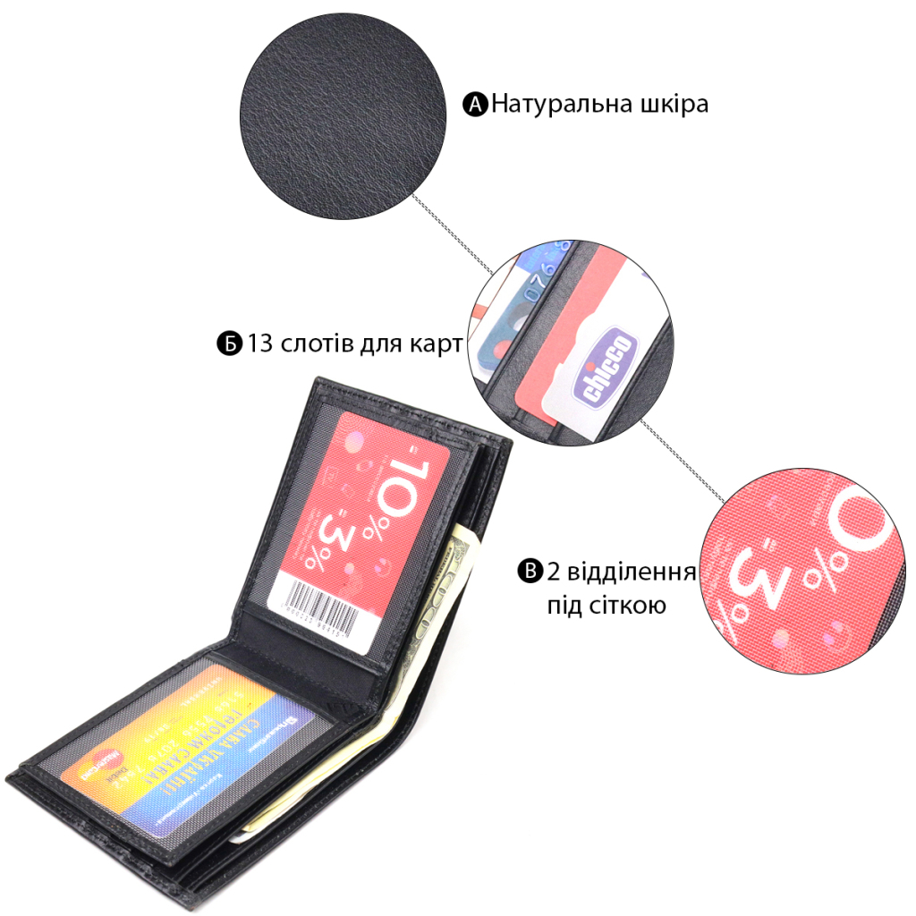 Гаманець Canpellini З натуральної шкіри Чорний (21579) - зображення 4