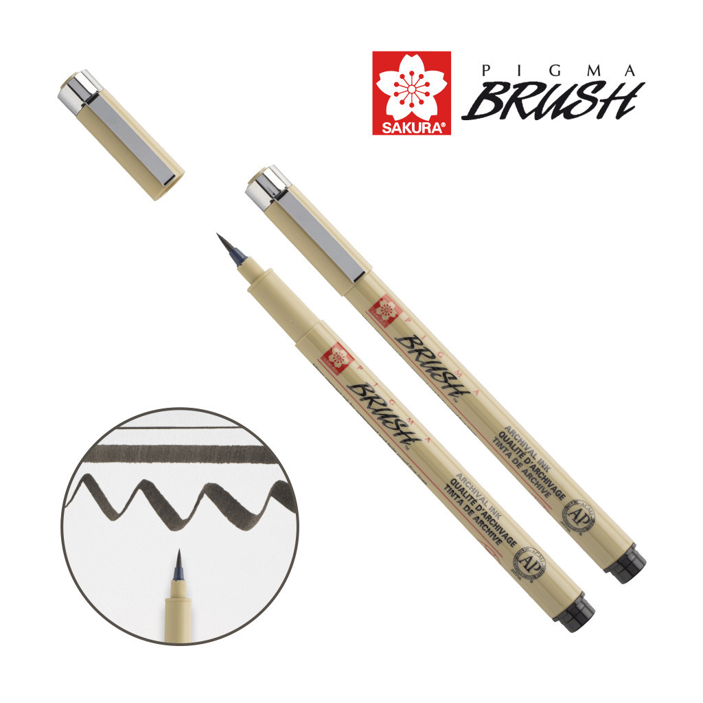 Лайнер Sakura пензель PIGMA Brush, Чорний (084511352087) - зображення 1