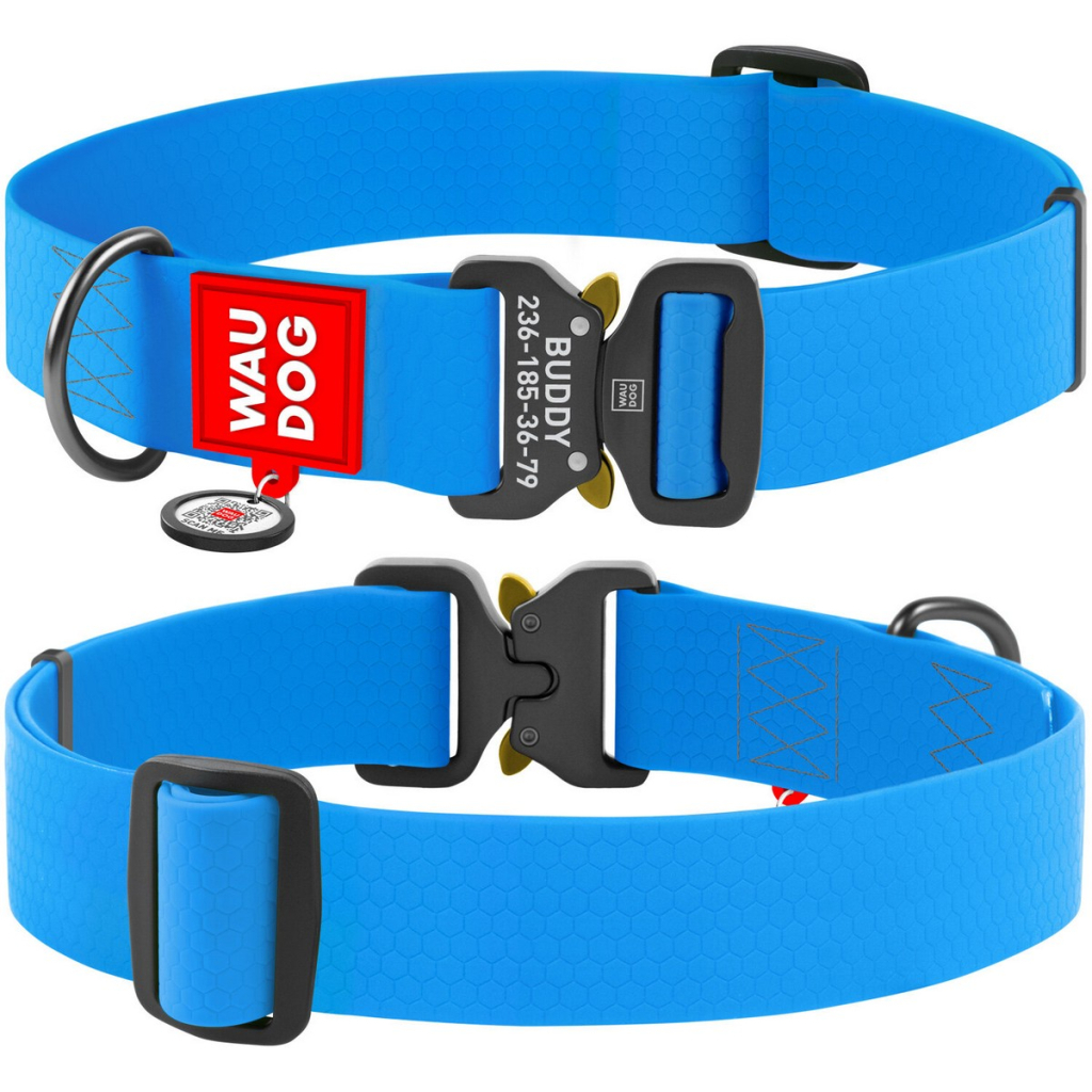 Нашийник для тварин WAUDOG Waterproof з QR паспортом XXL Ш 40 мм Д 43-70 см(блакитний) (28012) - зображення 4