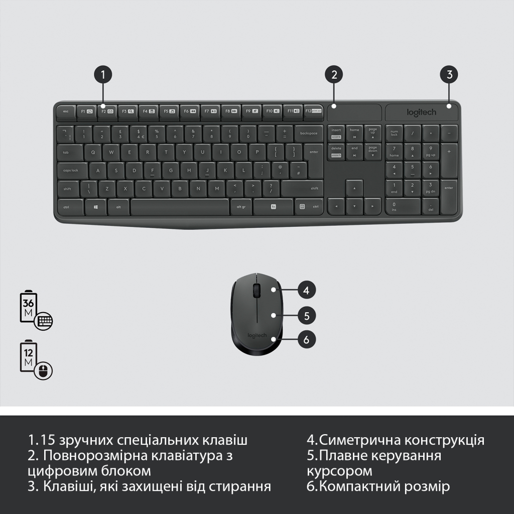 Комплект Logitech MK235 Wireless UA (920-007931) - зображення 6