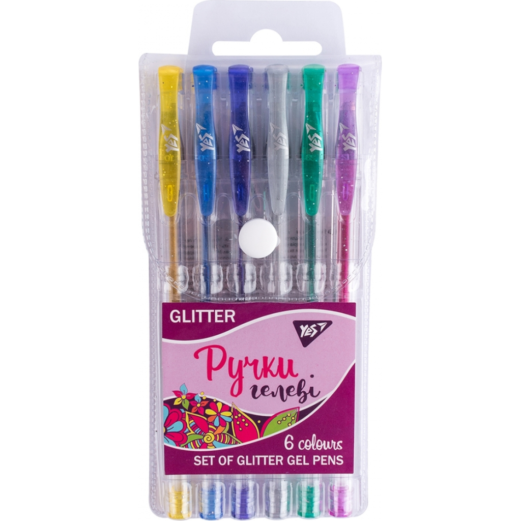 Ручка гелева Yes Glitter набір 6 шт (411702) - зображення 4