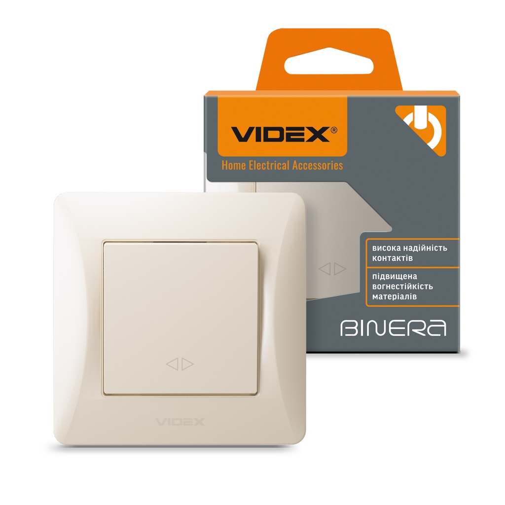 Перемикач Videx BINERA 1кл проміжний кремовий (VF-BNSW1I-CR) - изображение 4