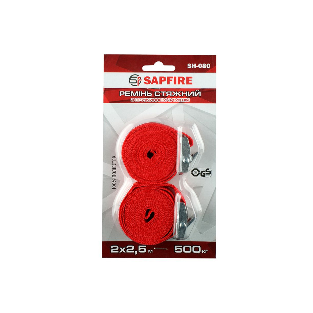 Стяжний ремінь SAPFIRE 500 кг 2х2,5 м SH-080 (400113) - зображення 1