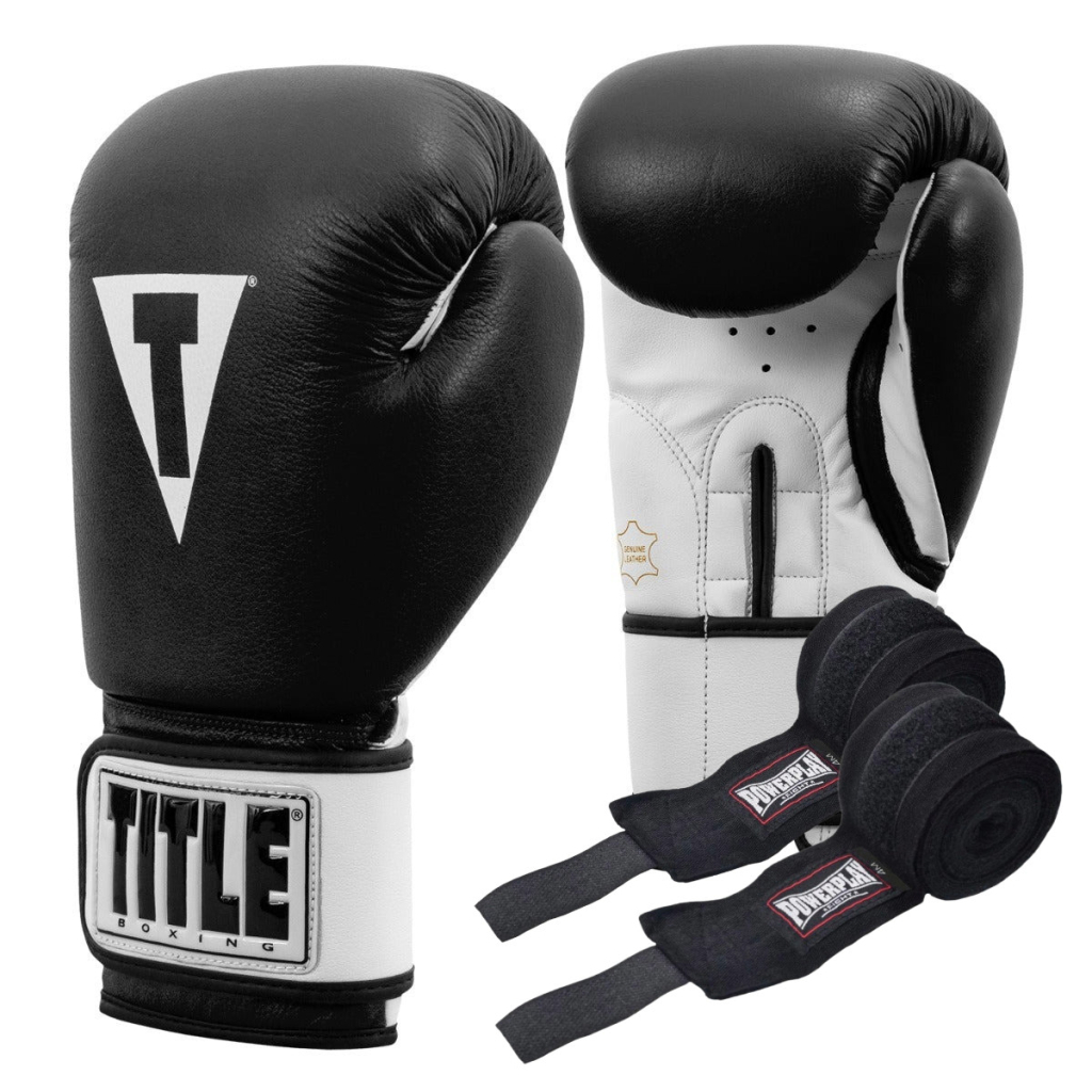 Боксерські рукавички Title Premier Leather Black/White M 12 oz (TSBG2 M BK/WH) - зображення 1